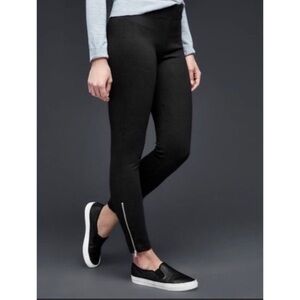 Gap Black Thick Zip Ponte Stretch Leggings Sz XS Cotton Modal Athleisure